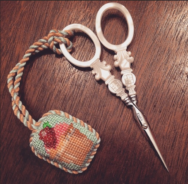 Christmas Needlepoint scissors for my mom