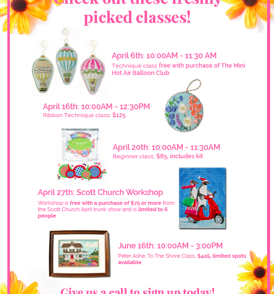 April Classes at Needlepoint.Com